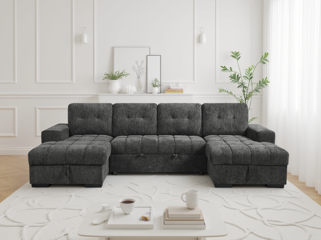HS537U-GREY Palermo Sofabed Grey U Shape Corner - Image 1