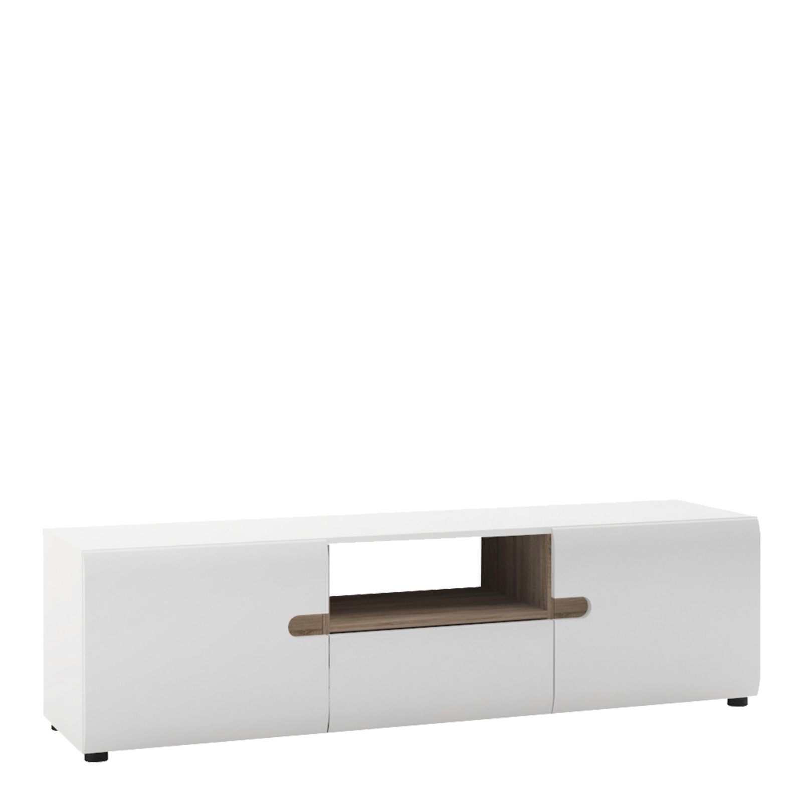 4025544_1 Chelsea Living Wide TV Unit in White with a Truffle Oak Trim - Image 1
