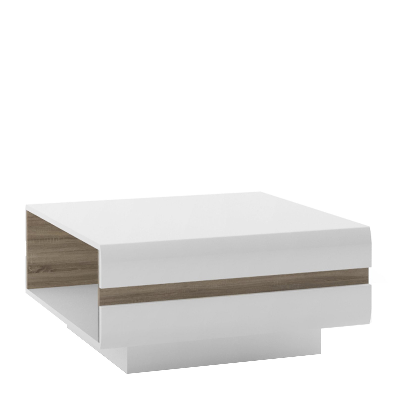 4027144P_1 Chelsea Living Small Designer Coffee Table in White with a Truffle Oak Trim - Image 1