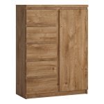 Fribo 1 Door 5 Drawer Cabinet in Oak