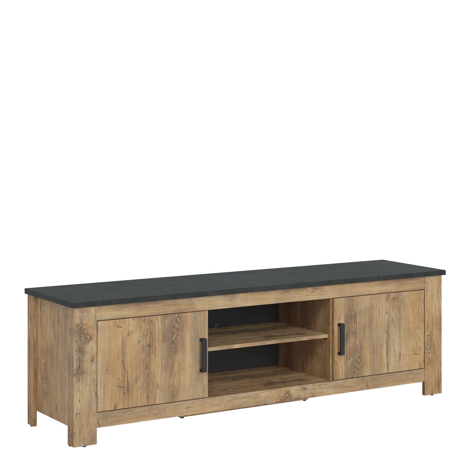 4420642_1 Rapallo 2 Door 189cm wide TV Cabinet in Chestnut and Matera Grey - Image 1