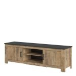 Rapallo 2 Door 189cm wide TV Cabinet in Chestnut and Matera Grey - Image 2