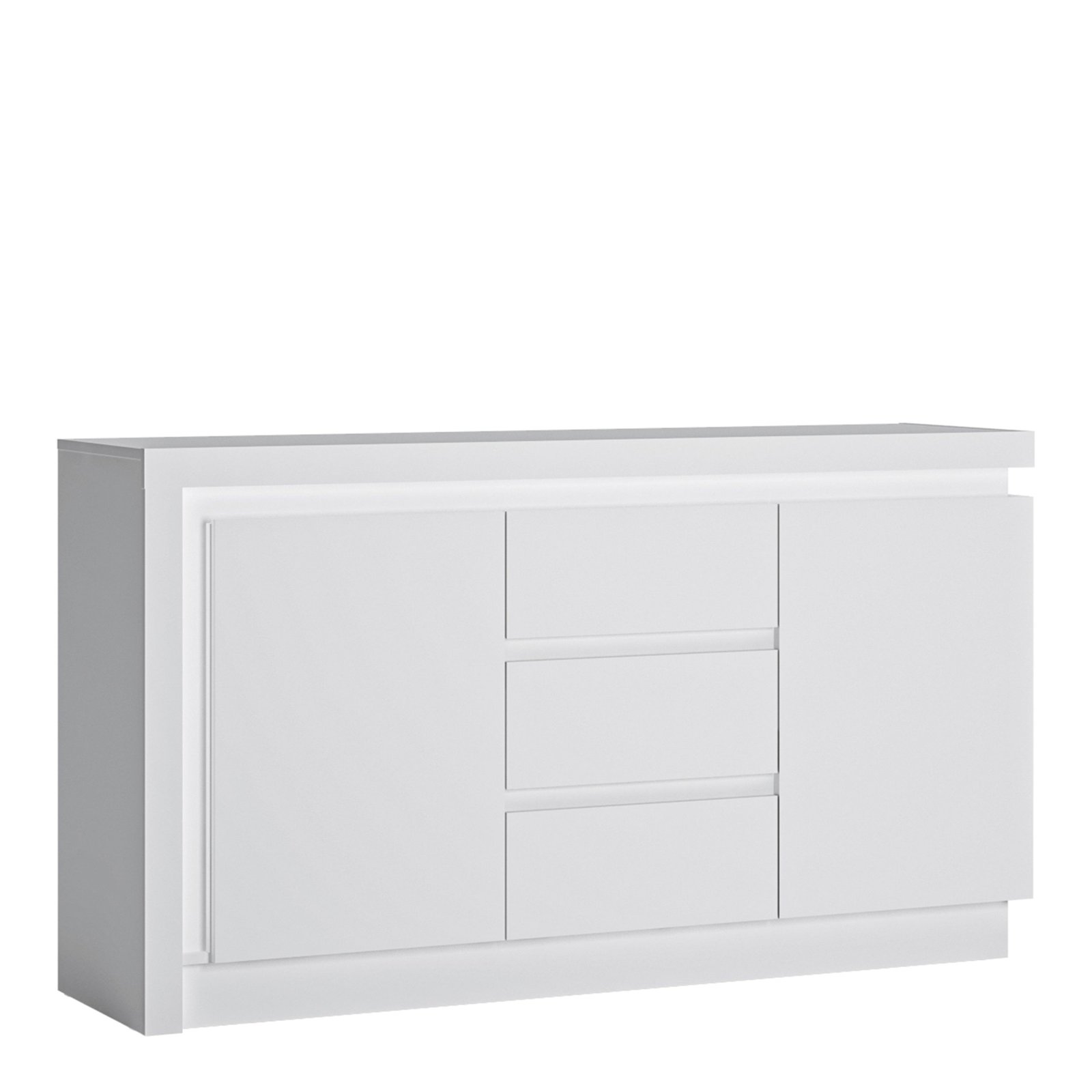 4440322_1 Lyon 2 Door 3 Drawer Sideboard (including LED lighting) in White and High Gloss - Image 1