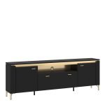 Genoa TV Cabinet 2 Door 1 Drawer 200cm Wide in Black Matt/Gold