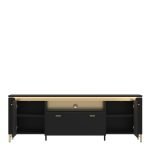 Genoa TV Cabinet 2 Door 1 Drawer 200cm Wide in Black Matt/Gold - Image 2