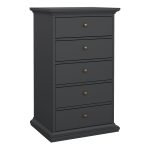 Paris Chest 5 Drawers in Matt Grey