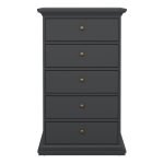 Paris Chest 5 Drawers in Matt Grey - Image 2