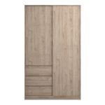 Naia Wardrobe with 1 Sliding Door 1 Door 3 Drawers in Jackson Hickory Oak - Image 2