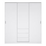 Naia Wardrobe with 2 Sliding Doors 1 Door 3 Drawers in White High Gloss - Image 2
