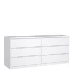 Naia Wide Chest of 6 Drawers (3) in White High Gloss