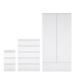 Naia Package - Bedside 3 Drawers  Chest of 5 Drawers  Wardrobe with 2 Doors  1 Drawer in White High Gloss