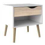 Oslo Package - Bedside 1 Drawer Chest of 5 Drawers (2) Wardrobe 2 Doors 2 Drawers in White and Oak - Image 2