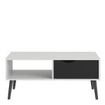 Oslo Coffee Table 1 Drawer 1 Shelf in White and Black Matt - Image 2