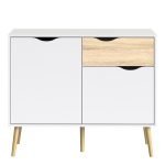 Oslo Sideboard Small 1 Drawer 2 Doors in White and Oak - Image 2