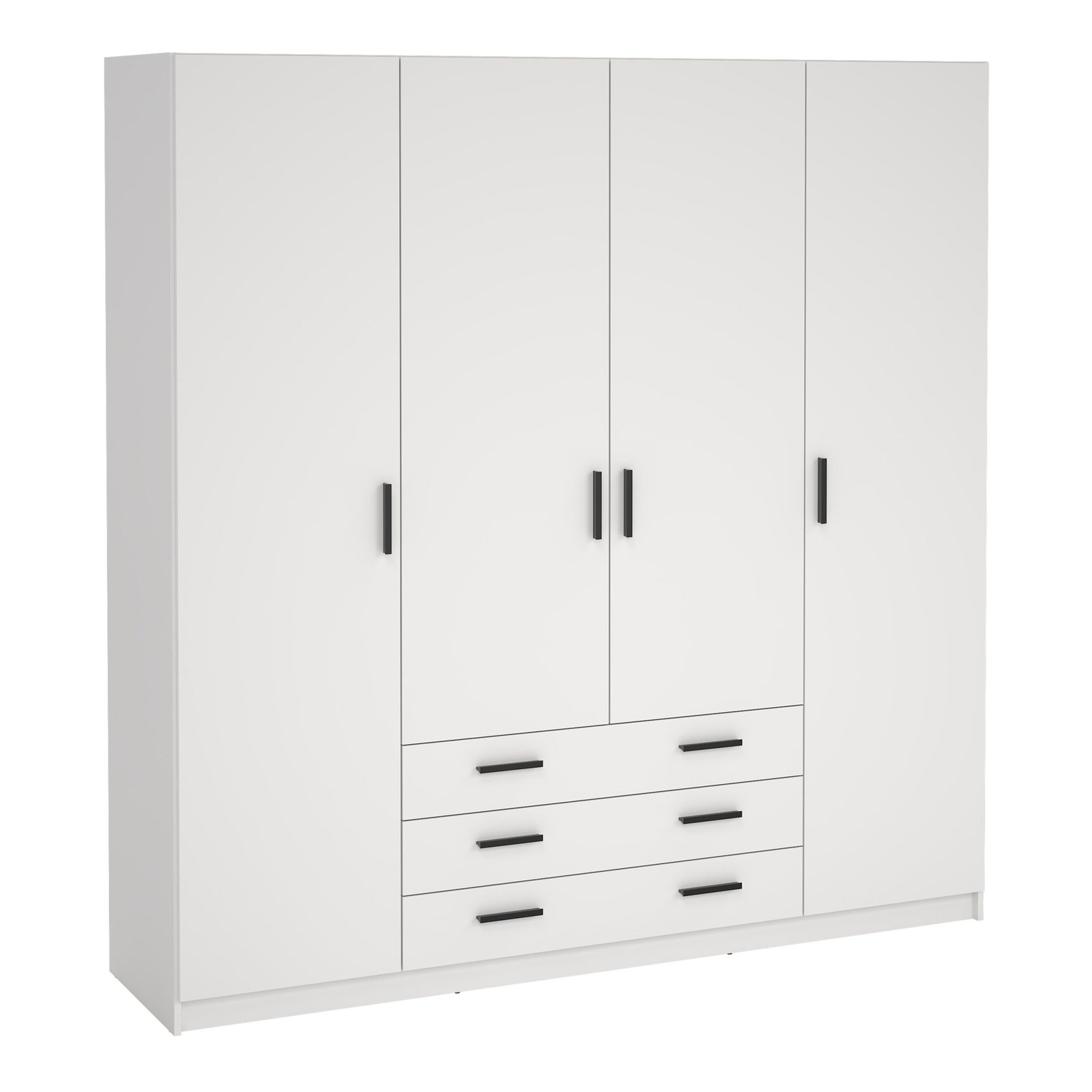 70T680864949_1 Sprint Wardrobe with 4 Doors 3 Drawers in White - Image 1