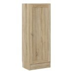 Basic Low Narrow Storage Cabinet in Oak (2 Shelves) with Oak Door