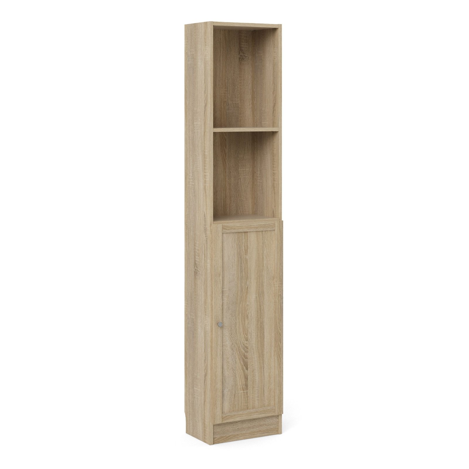 71871775akp2_1 Basic Tall Narrow Combination Storage Bookcase in Oak (4 Shelves) with Oak Door - Image 1