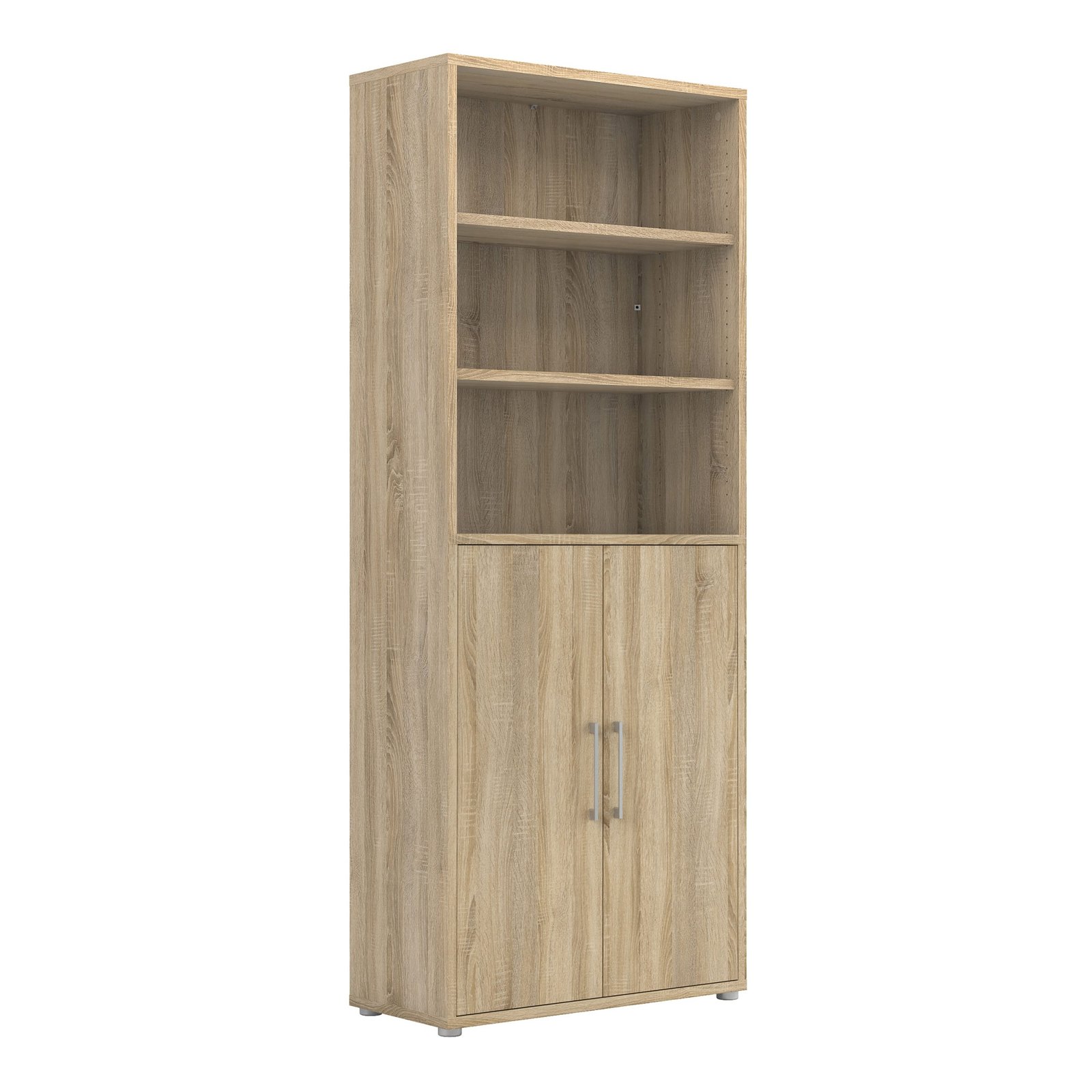 7208042131ak_1 Prima Bookcase 4 Shelves with 2 Doors in Oak - Image 1