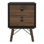 Ry Bedside Cabinet 2 Drawer in Matt Black Walnut - Image 2