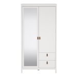 Barcelona Wardrobe with 1 Door 1 Mirror Door 2 Drawers in White - Image 2