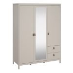 Barcelona Wardrobe with 2 Doors 1 Mirror Door 2 Drawers in Cashmere