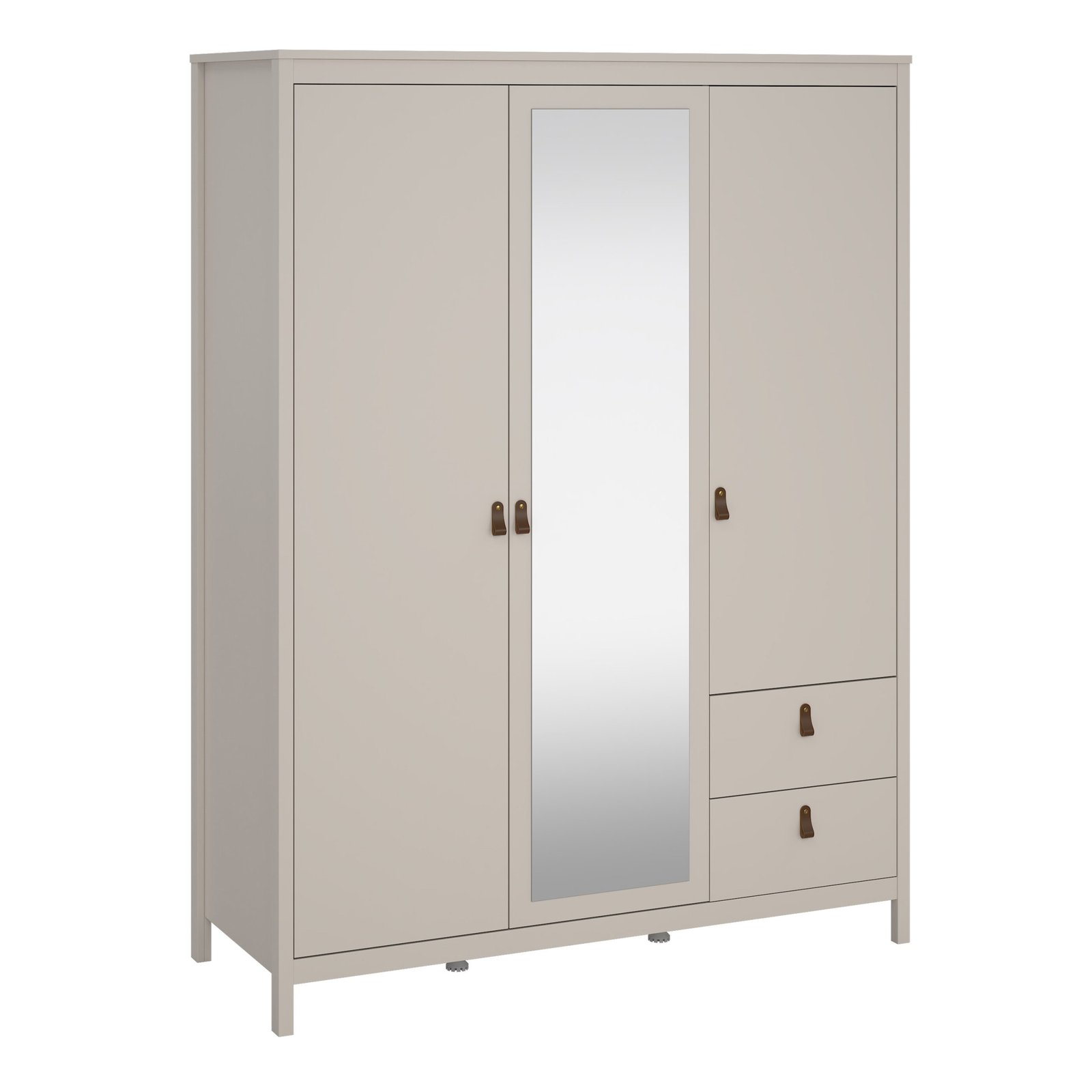 72579659nknk_1 Barcelona Wardrobe with 2 Doors 1 Mirror Door 2 Drawers in Cashmere - Image 1