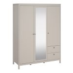 Barcelona Wardrobe with 2 Doors 1 Mirror Door 2 Drawers in Cashmere - Image 2