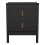 Barcelona Bedside Table 2 Drawers in Matt Black - Image 2