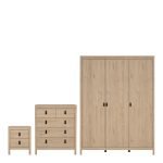 Barcelona Package - Bedside Table 2 Drawers Chest 5 Drawers 3 Door Wardrobe in Jackson Hickory Oak
