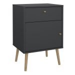 Cumbria Nightstand 1 Door  1 Drawer Dark Grey
