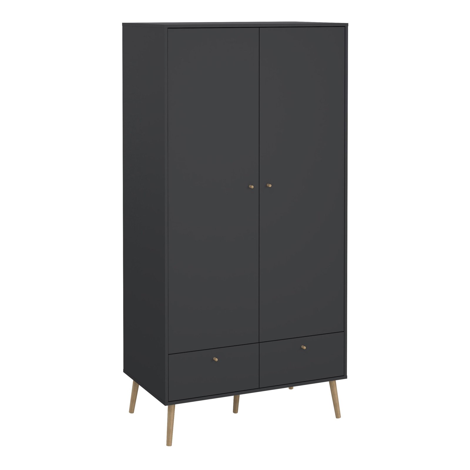 73149127igig_1 Cumbria Wardrobe with 2 Doors 2 Drawers Dark Grey - Image 1