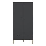 Cumbria Wardrobe with 2 Doors 2 Drawers Dark Grey - Image 2