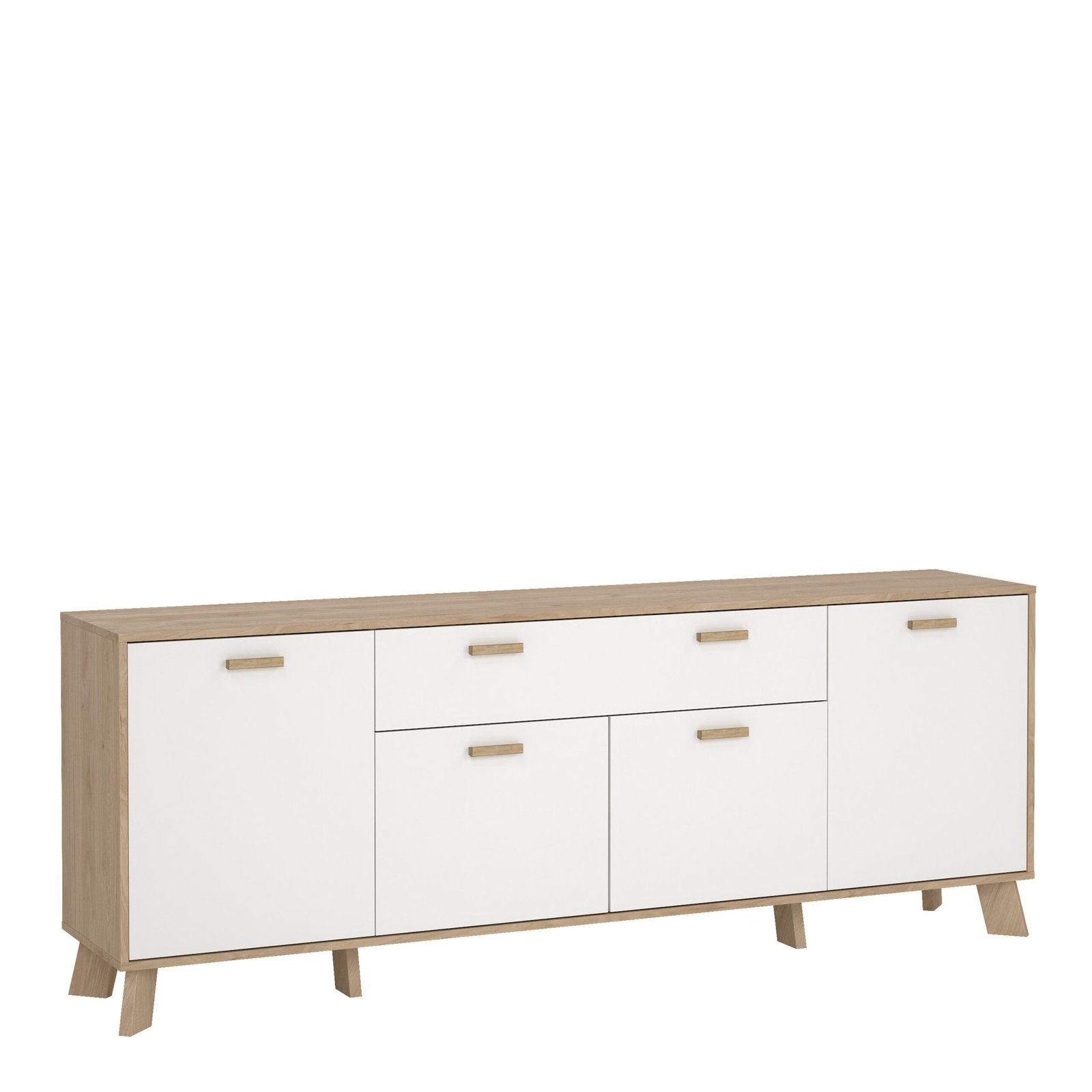73686714hl49_1 Ikast Sideboard 4 Doors 1 Drawer in Jackson Hickory and White - Image 1