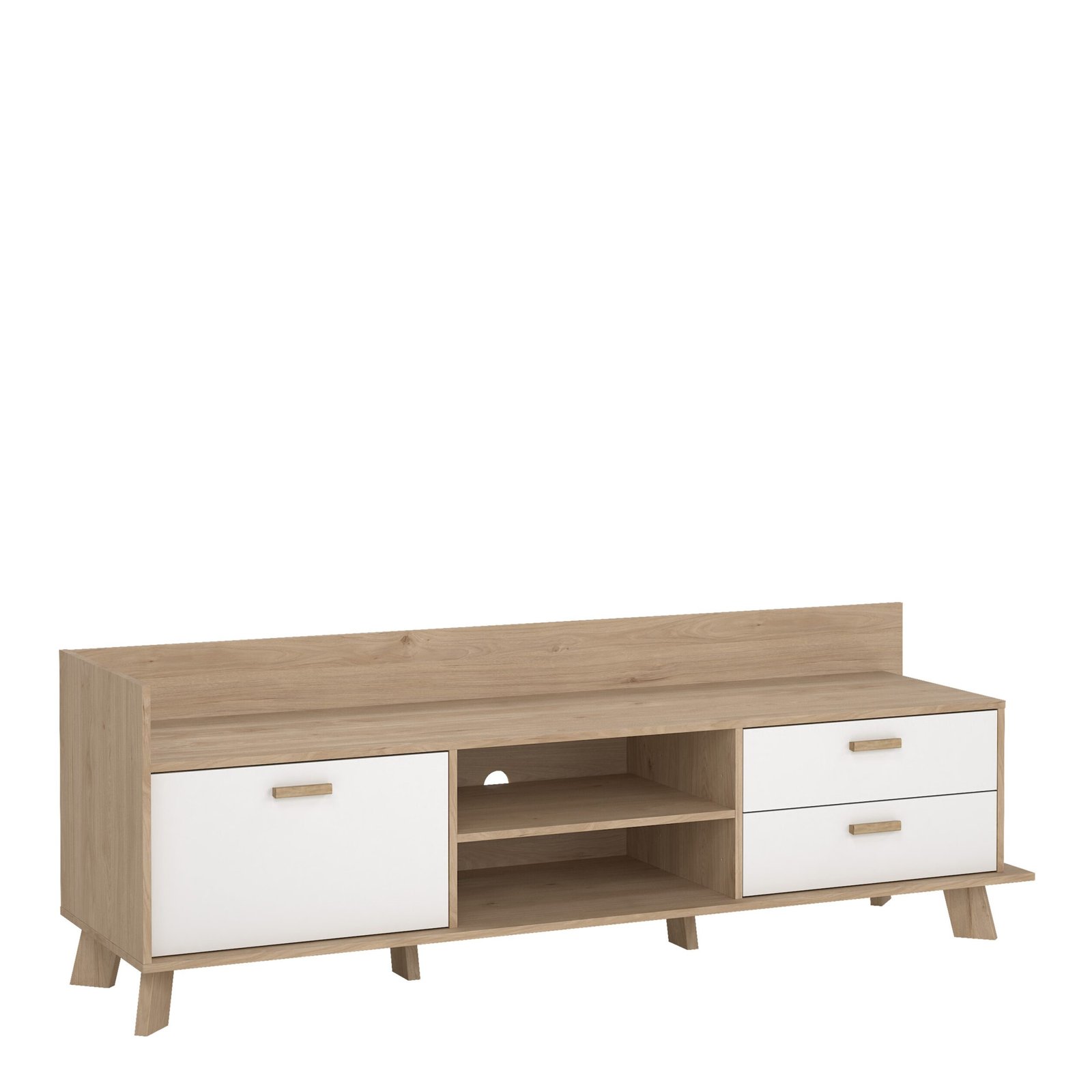 73686717hl49_1 Ikast TV-unit with 1 Door 2 Drawers in Jackson Hickory and White - Image 1