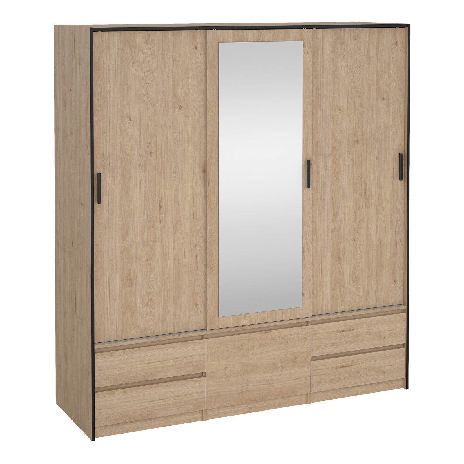 74374335hlhl_1 Line Wardrobe with 2 Sliding Doors 1 Sliding Door with Mirror in Jackson Hickory Oak - Image 1