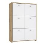 Best Chest Storage Cabinet with 6 Doors in Artisan Oak/White