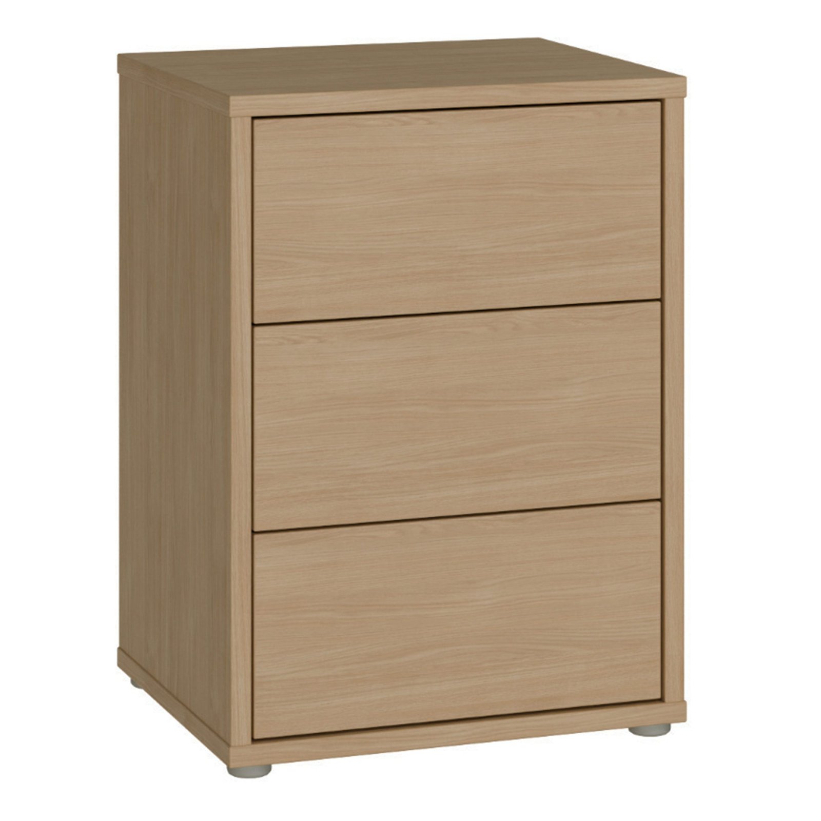 80FACSK113D95_1 Alice Springs Bedside Cabinet with 3 Drawers Push-to-Open in Elegancia Oak - Image 1