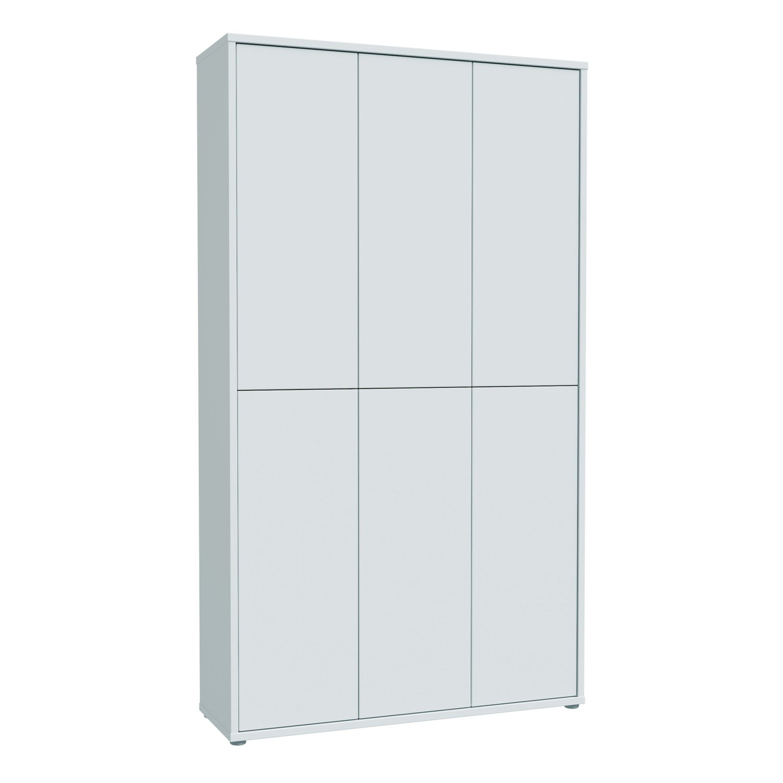 80FACSS832U58_1 Alice Springs Tall Shoe Cabinet with 6 Doors Push-to-Open in Light Grey - Image 1