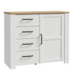 Bohol 1 Door 4 Drawer Chest in Riviera Oak/White