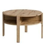 Tobago Round Coffee Table with Open Shelf in Artisan Oak