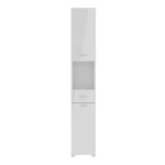 Ice Cave Narrow Bathroom Storage Cabinet with 2 Doors & 1 Drawer with Silver Handles in White with White High Gloss Fronts - Image 2