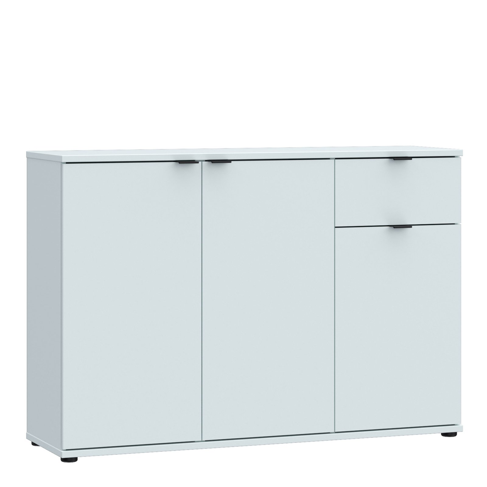 80FGNMK231LU58_1 Ganymede Wide 3 Door Cupboard with Drawer in Light Grey - Image 1