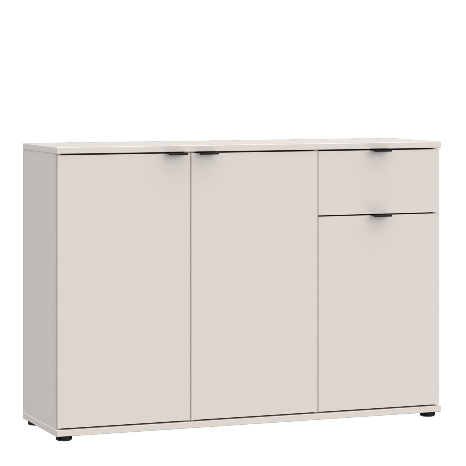 80FGNMK231LU60_1 Ganymede Wide 3 Door Cupboard with Drawer in Sand - Image 1