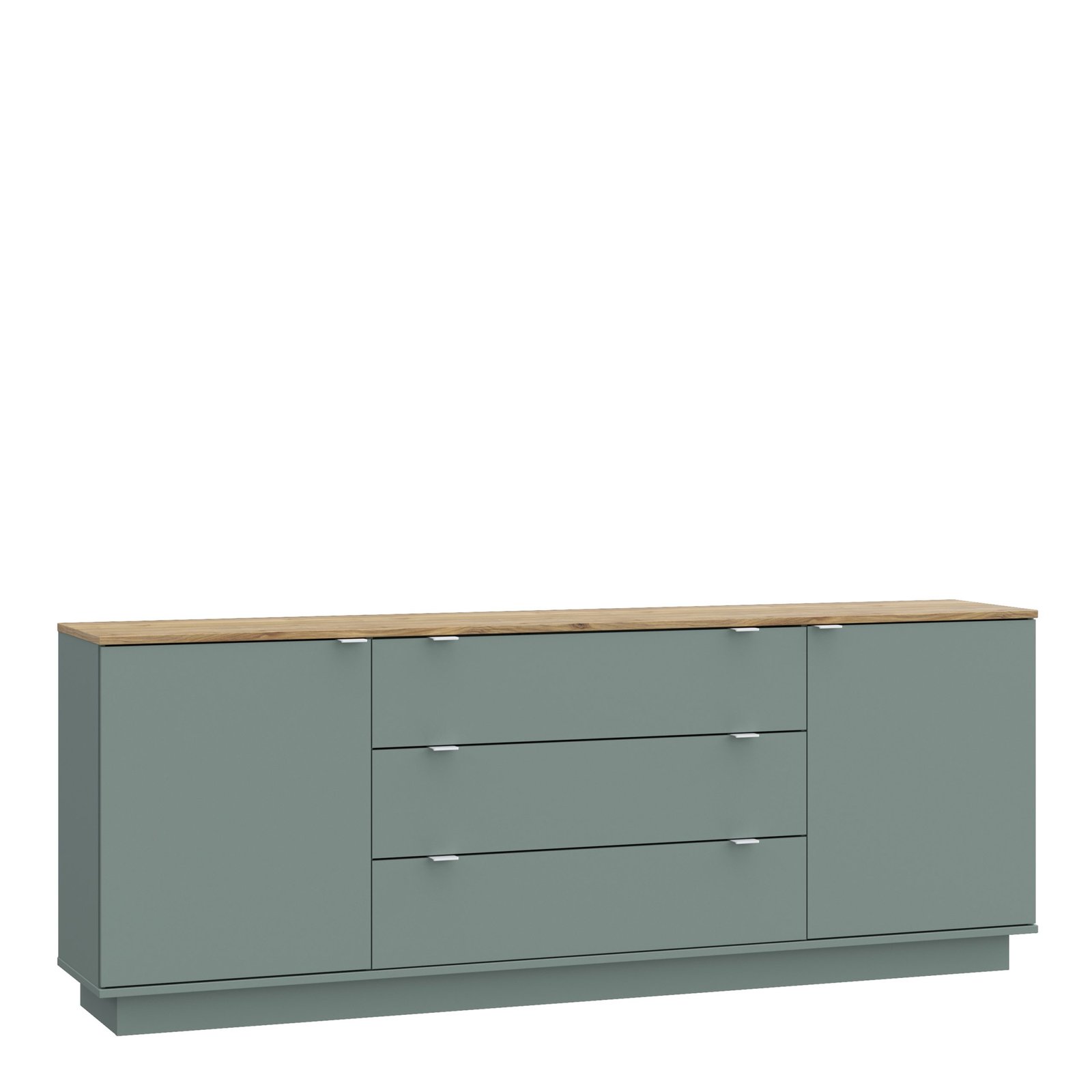 80FGNMK235M914_1 Ganymede Large Sideboard with 3 Drawers & 2 Doors in Mauvella Oak and Sage - Image 1