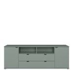 Ganymede Wide TV Unit with Open Shelving, 2 Drawers & 2 Doors in Sage Green - Image 2