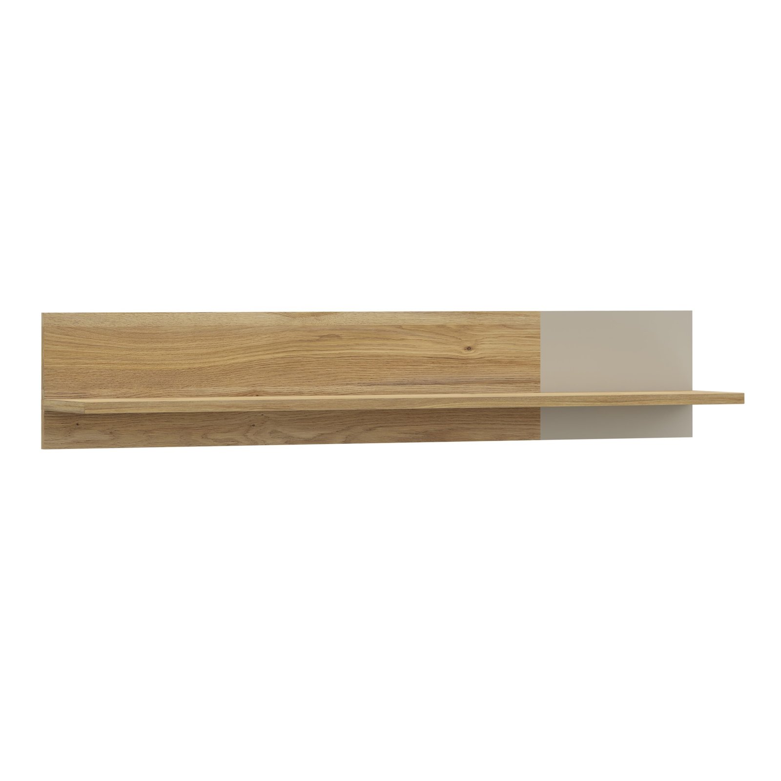 80FLBDB01M846_1 Bixbite Wall Shelf with Sliding Panel in Mauvella Oak and Sand - Image 1