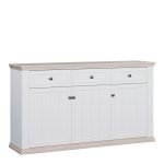Pontypool 3 Drawer & 3 Door Sideboard in White and Riva Oak
