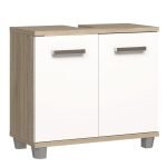 Veris Under Sink Cabinet with 2 Doors in Sonoma Oak and White High Gloss