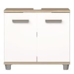 Veris Under Sink Cabinet with 2 Doors in Sonoma Oak and White High Gloss - Image 2