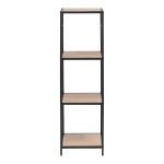 Seaford Narrow Black Metal Bookcase with 3 Oak Shelves - Image 2